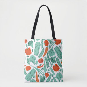 Bolsa Tote Comida de Cartoons Bonitos: Padrão de Vegetais Vib