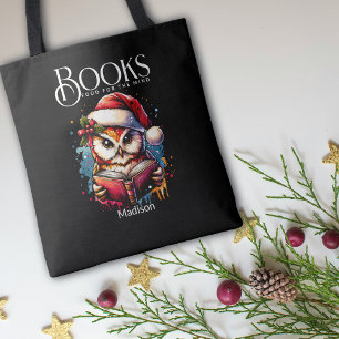 Bolsa Tote Comida De Livros De Coruja De Natal Para O Nome Da