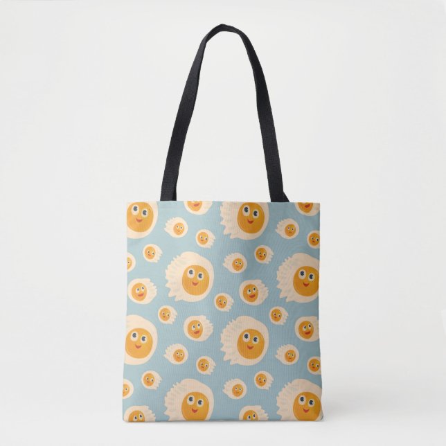 Bolsa Tote Comida-Padrão de Ovos de Cartoon (Frente)