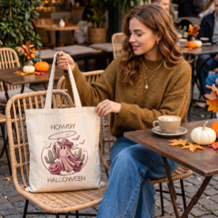 Bolsa Tote Como está o Halloween Fantasma do Deserto Laço
