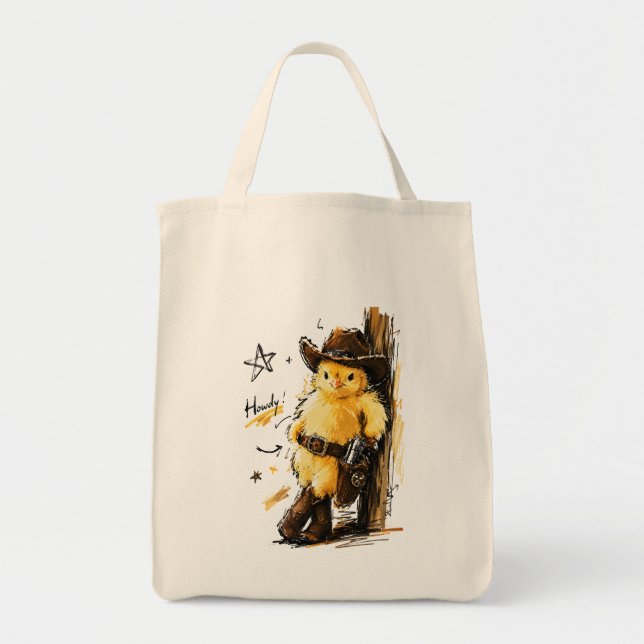 Bolsa Tote Como Vai Frango Cowboy Bonito Arte Ocidental (Frente)
