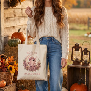 Bolsa Tote Como vai, Halloween Boho Ocidental Fantasma na Lua