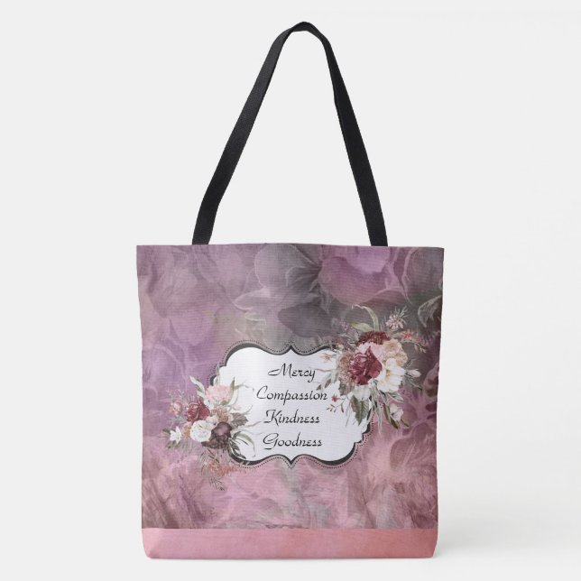 Bolsa Tote Compaixão por compaixão Suede Floral  (Frente)