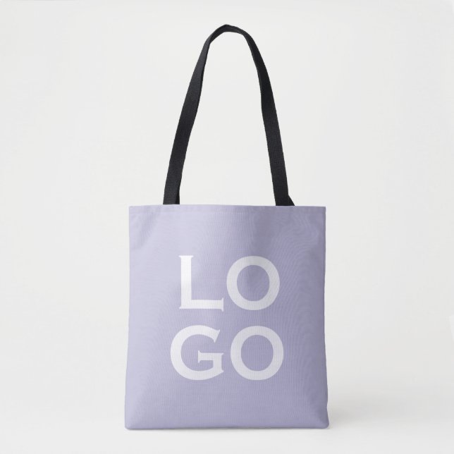 Bolsa Tote Company or Business Custom Logo on Light Purple (Frente)