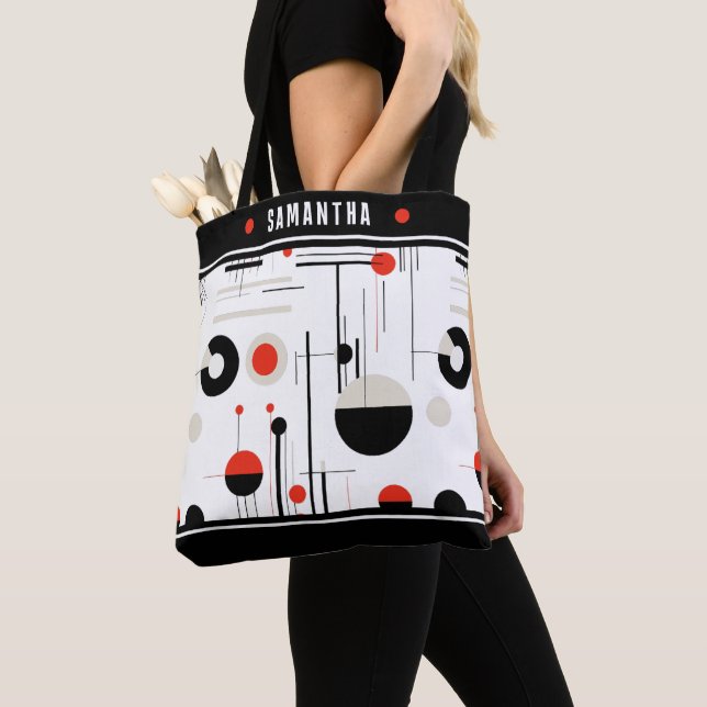 Bolsa Tote Composição das formas geométricas de Bauhaus preto (Close Up)