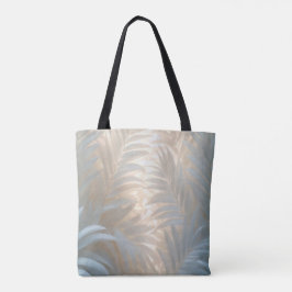 Bolsa Tote Composição de folhas de palmeira brancas arejadas 