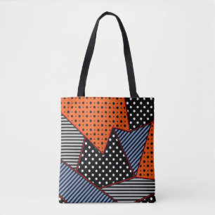 Bolsa Tote Composição Geométrica abstrato: Padrão Azul Laranj