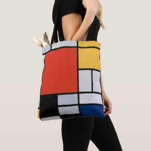 Bolsa Tote Composição Mondrial Amarelo Vermelho Azul Preto