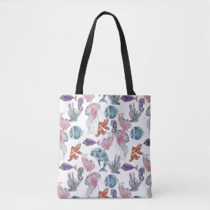 Bolsa Tote Composição Subaquática em Aquarela Série Design 2