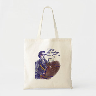 Bolsa Tote Compositor Clássico Chopin Arte no Piano Vintage 
