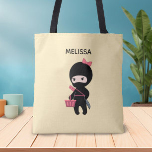 Bolsa Tote Comprando o nome personalizado da Ninja Girl em am