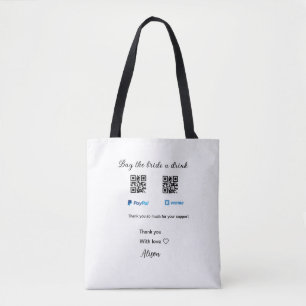 Bolsa Tote Comprar a noiva doação de bebida QR Venmo PayPal