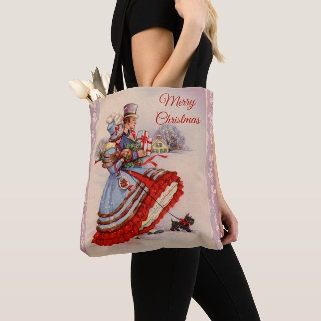 Bolsa Tote Compras de Natal à Antiga (Close Up)