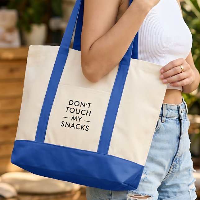 Bolsa Tote Compras Minimalistas Modernas Divertidas (dont touch my snacks funny humor shopping tote bag)