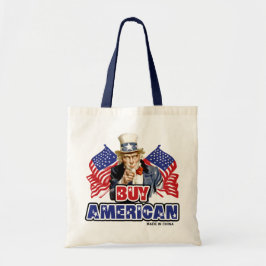 Bolsa Tote Compre Americano ( Feito na China ) - Piada Engraç