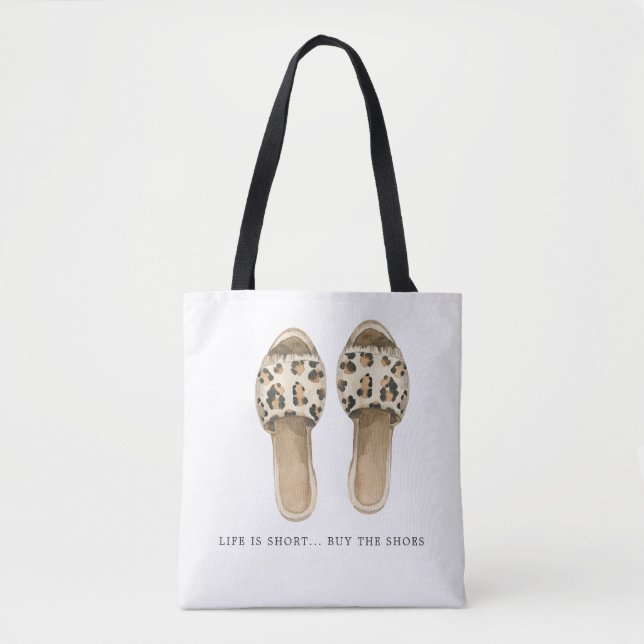 Bolsa Tote Compre os Sapatos | Ilustração de Moda em Aquarela (Frente)