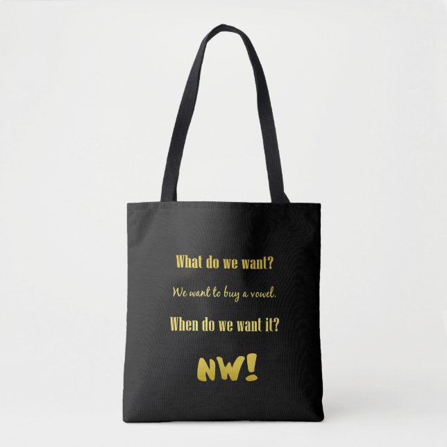 Bolsa Tote Compre uma Vogal — Agora! É Engraçado (Frente)