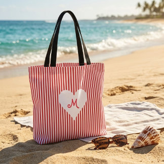 Bolsa Tote Compro de faixas brancas vermelhas do monograma pe