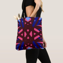 Bolsa Tote Compro de Padrão Geométrico de Arte Marrom Azul Ro