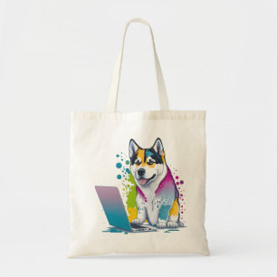 Bolsa Tote Computador rouco Rainbow Watercolor Proteção técni