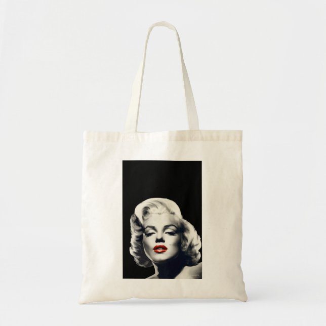 Bolsa Tote CON24BW-V4 lábios vermelhos Marilyn em BLACK.tif (Frente)