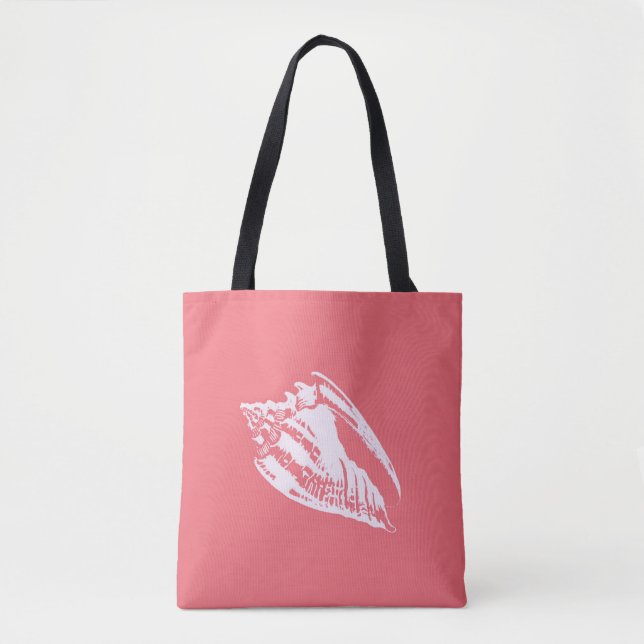 Bolsa Tote Conch Shell - cor-de-rosa e branco (Frente)