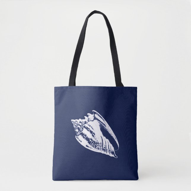 Bolsa Tote Conch Shell - marinho azul e branco (Frente)