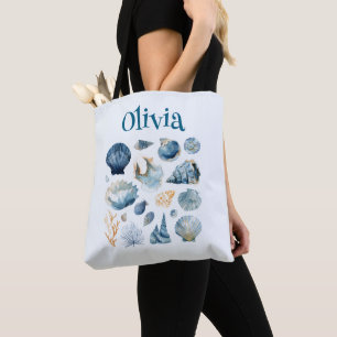 Bolsa Tote Concha Azul – Nome Personalizado