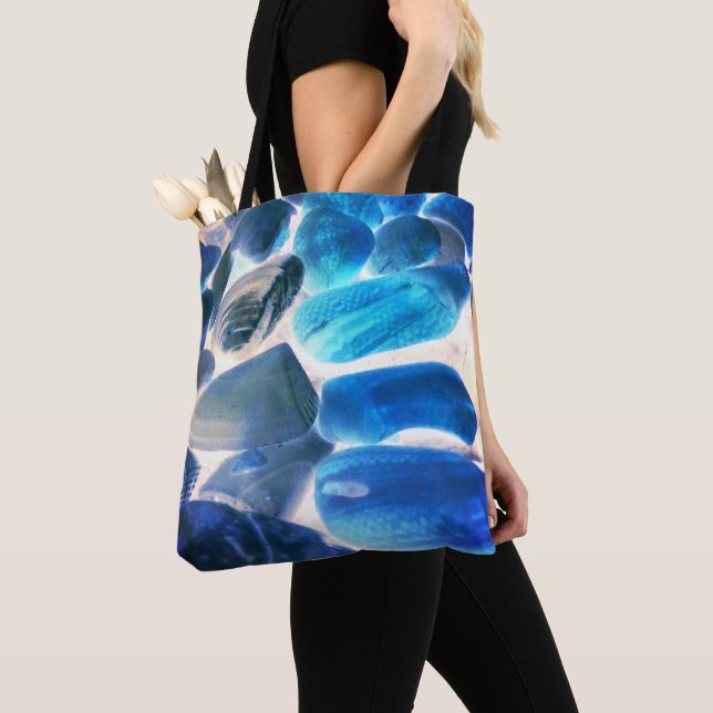 Bolsa Tote Concha de ostras marítimas, cores mudadas de azul  (Close Up)