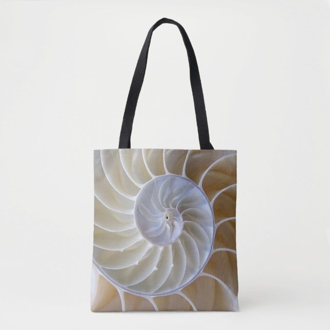 Bolsa Tote Concha | Nautilus | Espiral do ouro (Frente)