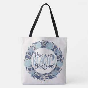 Bolsa Tote Conchas do Mar Tropical de Natal Reversíveis