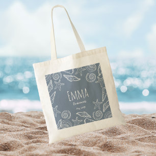 Bolsa Tote Conchas Marinhas Editáveis & Estrela do Mar Damas