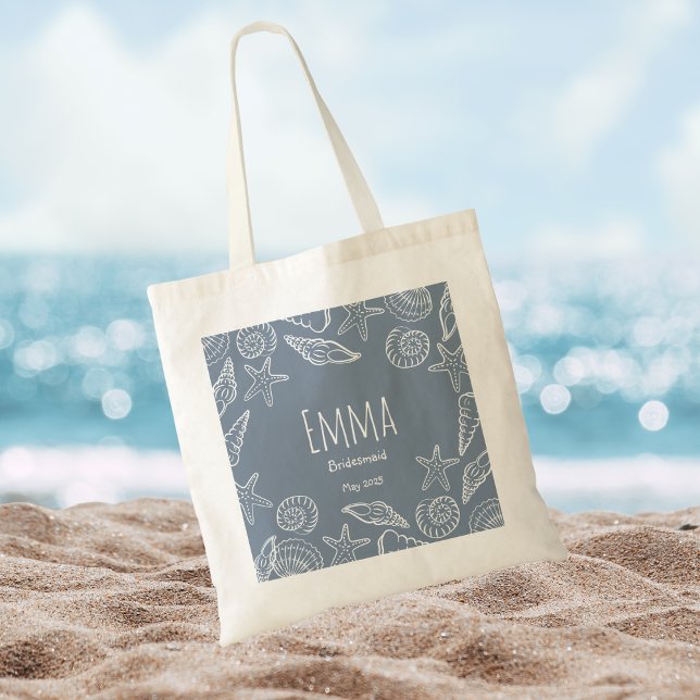 Bolsa Tote Conchas Marinhas Editáveis & Estrela do Mar Damas  (Criador carregado)