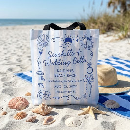 Bolsa Tote Conchas Marinhas & Sininhos de Casamento Festa de 