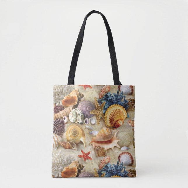 Bolsa Tote Conchas marítimas na praia (Frente)