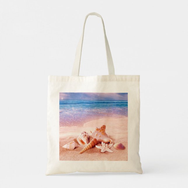 Bolsa Tote Conchas na praia do mar (Verso)