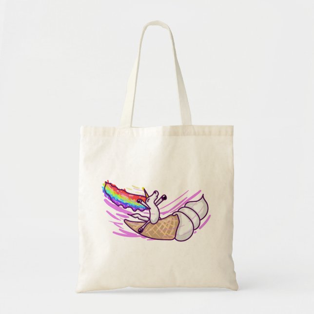 Bolsa Tote Cone de Sorvete de Cavalgar Arco-íris Unicórnio (Frente)