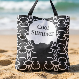 Bolsa Tote Cone de Sorvete Geométrico Preto e Branco