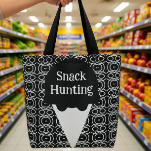 Bolsa Tote Cone de Sorvete Geométrico Preto e Branco
