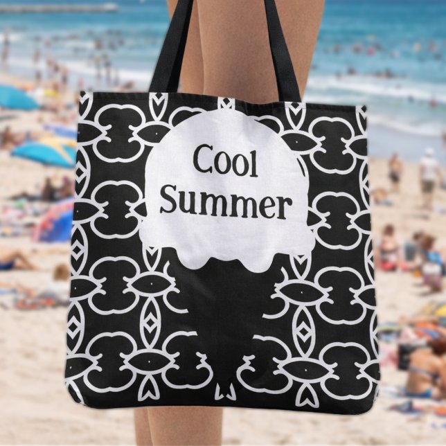 Bolsa Tote Cone de Sorvete Geométrico Preto e Branco (Cool Summer vibes, customize your tote. Hand drawn for your pleasure.)