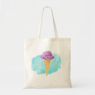 Bolsa Tote Cone do sorvete com um Splatter azul da pintura