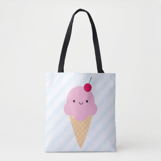 Bolsa Tote Cone do sorvete de Kawaii (Frente)