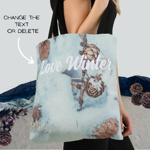 Bolsa Tote Cones largos na neve azul fresca