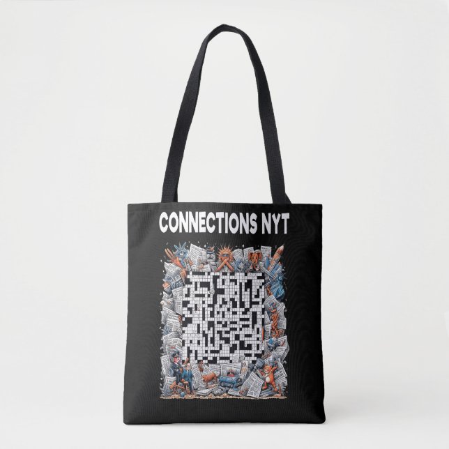 Bolsa Tote Conexões na moda NYT Design Preto (Frente)
