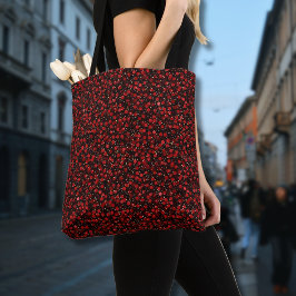 Bolsa Tote Confete Vermelho Elegante no Estilo Brilho Preto
