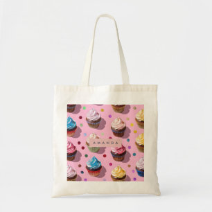 Bolsa Tote Confetes Personalizados para Cupcake de Arco-Íris