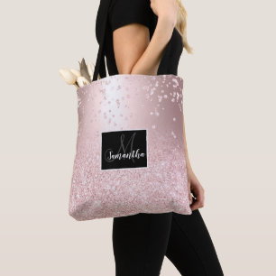 Bolsa Tote Confeti de brilho ombre dourado rosa com faíscas m