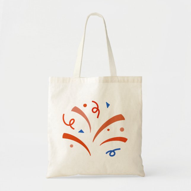 Bolsa Tote Confetti Burst: Terracotta & Blue Budget (Frente)