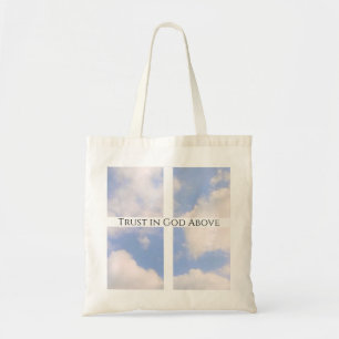 Bolsa Tote Confiança em Deus Cruz Branca e Páscoa Azul