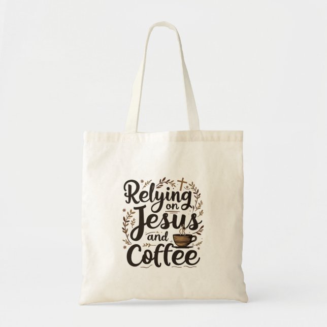 Bolsa Tote Confiando em Jesus e Cafeine Lover (Frente)